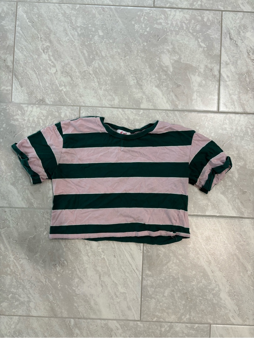 Pink and green stripped crop top